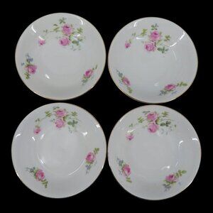 Union T Czechoslovakia Set of 4 Bowls 5.25in Pink Rose Flower Floral Gold Trim